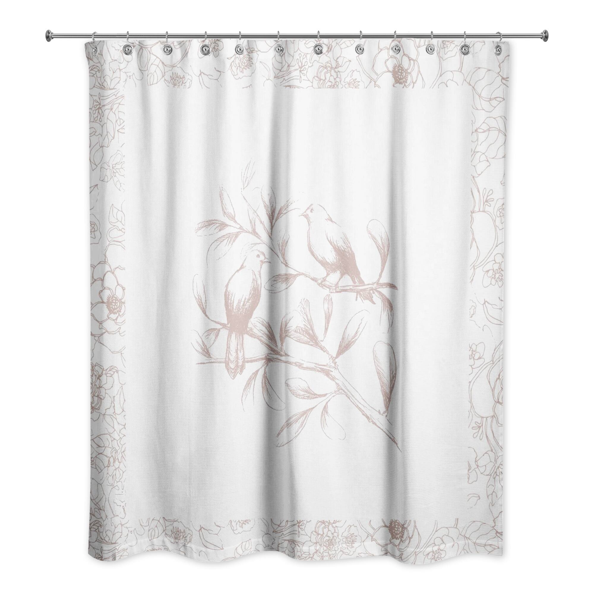 Floral Bird Perch Shower Curtain